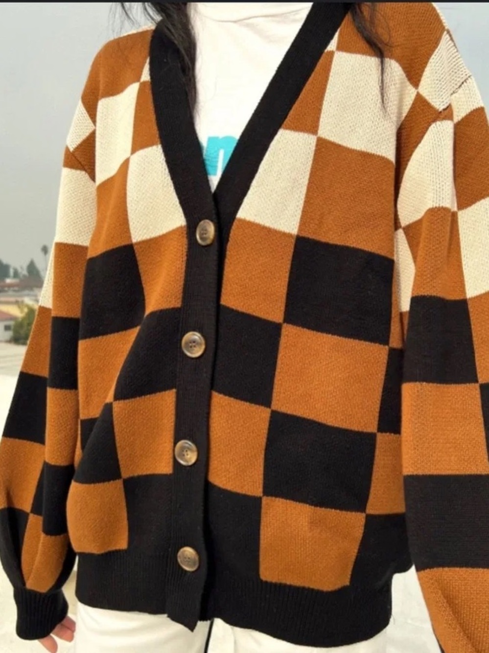 Mutma Homero cardigan black and brown check
